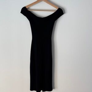 American Apparel Black Off-Shoulder Midi Dress